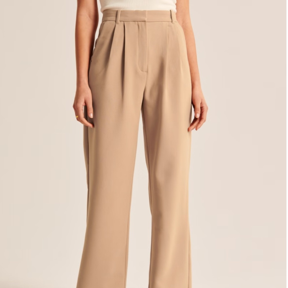 Abercrombie Tailored Wide Leg Pant in Tan Size Medium